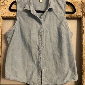 J. Crew Light Blue Sleeveless Button-Down Shirt